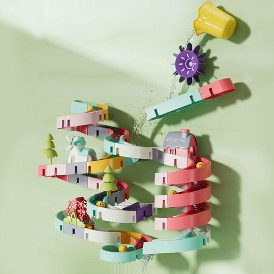 Playmax Spinning Water Slide Block 72p, Korean Bath Toys