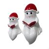 2x Reading Book Lamps Wearing Santa Hat Halloween Decoration Sitting Figurines for Bedroom Desk