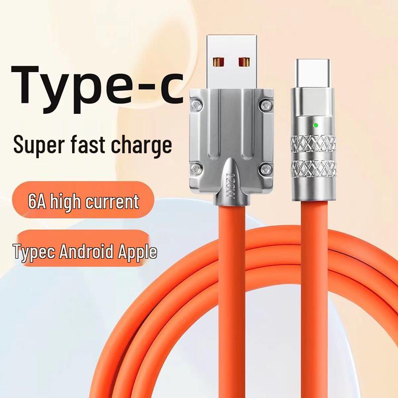 Сплав цинка 120 Вт Быстрая зарядка Type-C Кабель для передачи данных для устройств Android/Apple