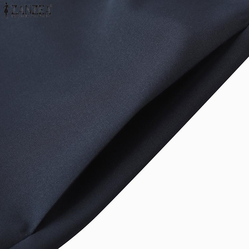 ZANZEA Женские повседневные свободные рубашки с отложным воротником и длинным рукавом