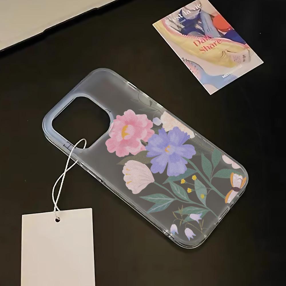 Чехлы для мобильных телефонов iPhone 11 13 15 Pro Max 12 14 Pro Max Чехол для iPhone 16 15 Plus 13 Pro 12 Матовая текстура с рисунком в виде мультяшных цветов