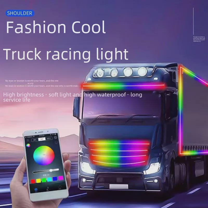 24V Truck Sun Visor Marquee Light Bar - Decorative Center Grid Streamer and Warning Atmosphere Light