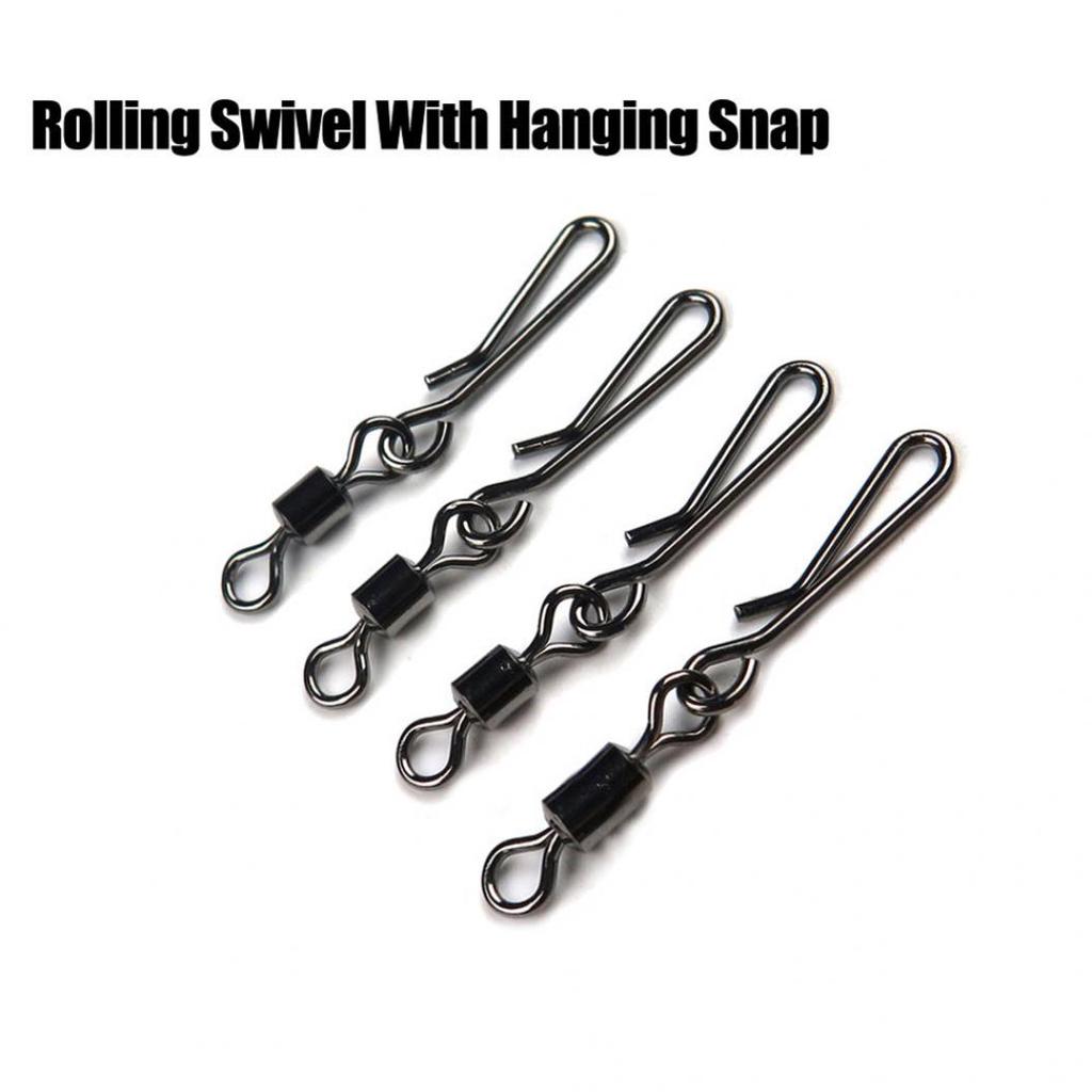50Pcs/Set Rolling Swivel with Hanging Snap Fishing Tackle Fishhooks Connector