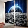 2 шт. Галактическая штора Вид Земного шара с поверхности Луны Космическое пространство Темная материя Галактика для спальни, гостиной и столовой