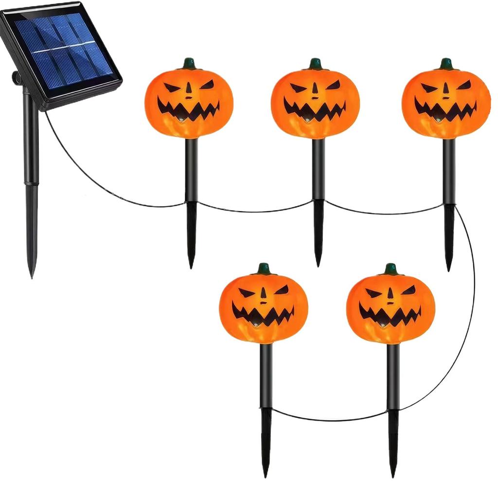 Хэллоуин Джек-о-фонарь Лампа на солнечной энергии Зарядка Уличная Водонепроницаемая Сад Двор Ландшафтная Декоративная Подсветка Праздничная Тыквенная Лампа