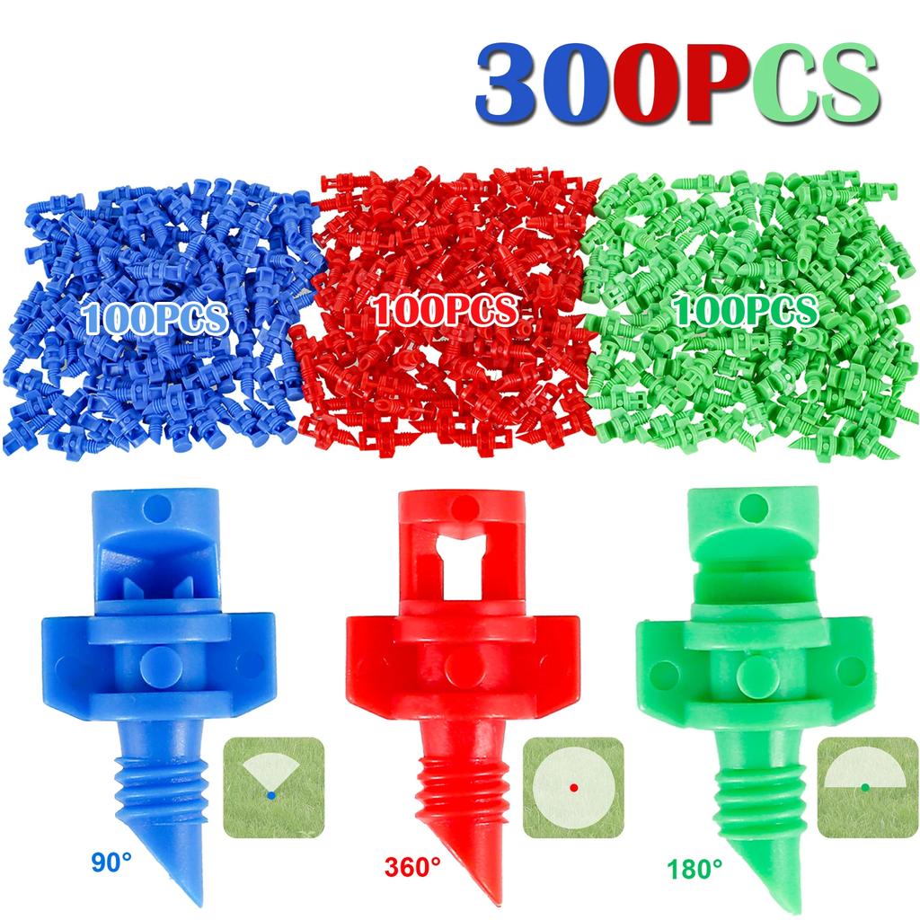 300 шт./компл. распылительная насадка для распыления, микроразбрызгиватели, капельное кольцо, ирригационные эмиттеры, насадка для распыления 90/180/360 градусов2025