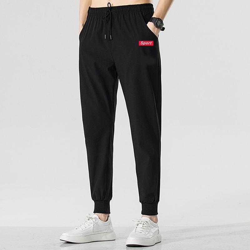 Повседневные брюки мужские тонкие летние с принтом свободные большого размера с завязками на щиколотках девять точек завязки на щиколотках спортивные брюки Харлан