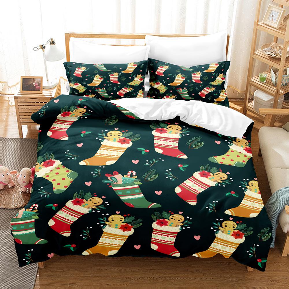 3D Merry Christmas Комплект постельного белья King Queen Bed Down Пододеяльник Наволочка 2/3 шт. Покрывало Happy New Year Роскошный домашний текстиль Подарок