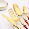 Dinnerware 18/10 Red Gold Stainless Steel Western Tableware Steak Dinner Spoons Set Knife and Fork Set Household Fork Teaspoons