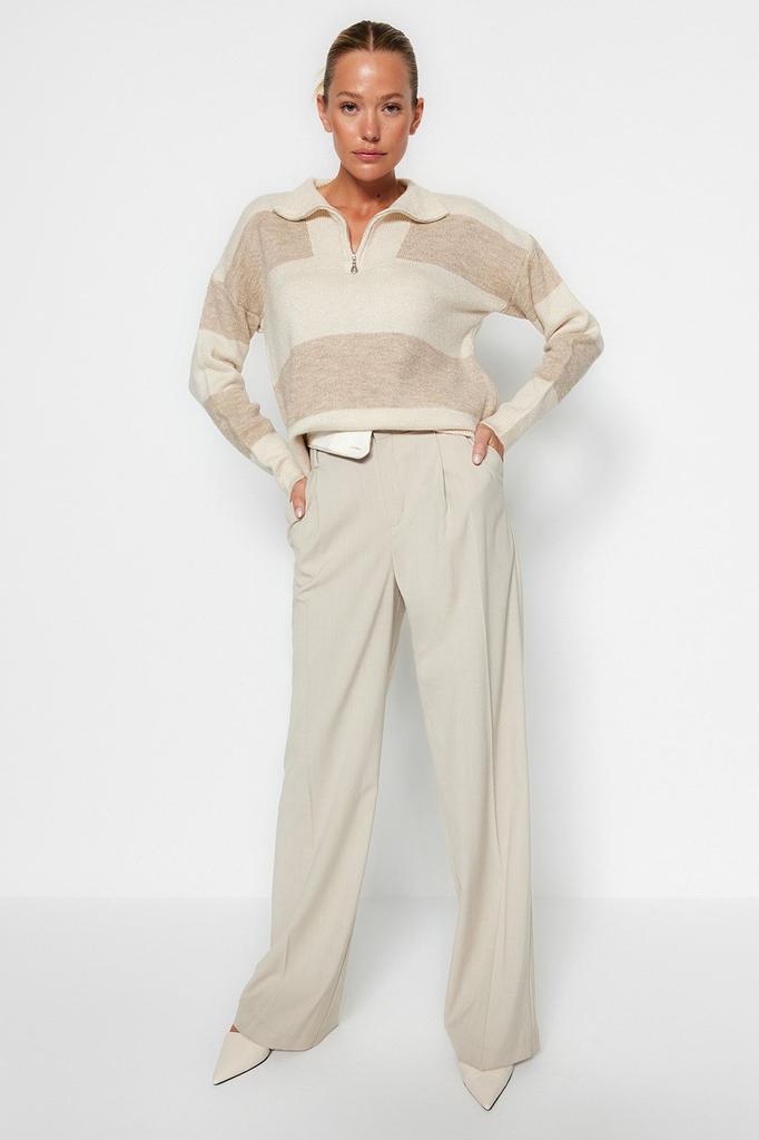 Женский модный стильный свитер, широкий крой, мягкий текстурированный трикотаж на молнии, свитер