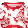 Bow Pattern Pet Dress Sheer Mesh Dog Dress, Ruffled Cute Bowknot Loose Puff Sleeve Sleeve, Breathable Summer Outfit for Small Dogs