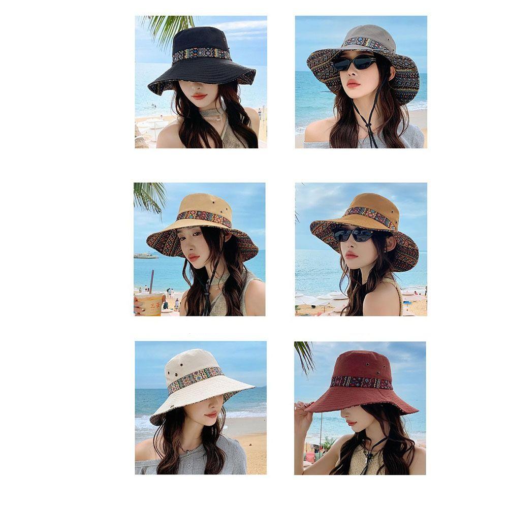 Женская шляпа от солнца с цветочным принтом, широкополая шляпа для альпинизма, ретро-шляпа-ведро с широкими полями, пляжная шляпа