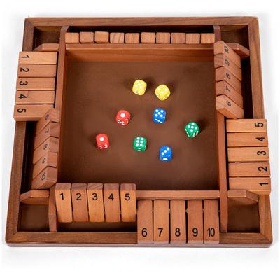 Ретро Цветной Shut The Box Настольная игра с кубиками Деревянные плашки и кубики 4 игрока Паб Бар Вечеринка Принадлежности Семейное развлечение