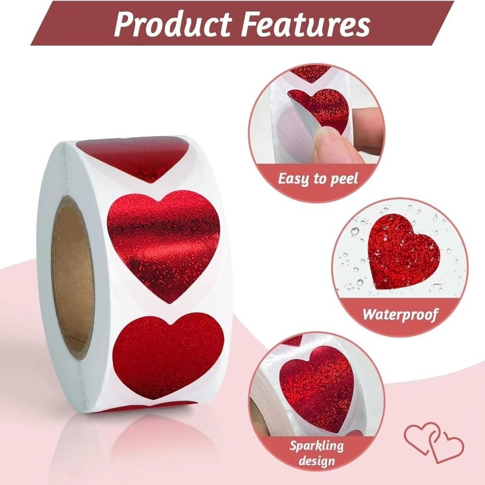 1000Pcs Heart Shaped Love Heart Stickers Paper Self Adhesive Decorative Sticker 2.5cm Cute Gift Sealing Happy Valentine's Day