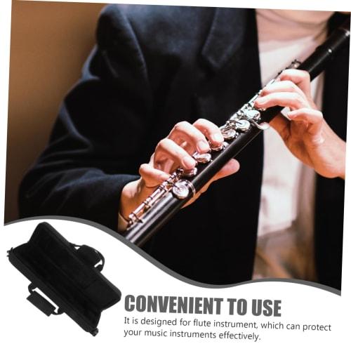 Сумка для флейты Offigam с плечевым ремнем, компактный водонепроницаемый чехол для переноски для защиты вашего инструмента, 39x10.5x7см (черный)