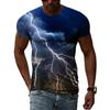 Summer New 3D Cool Lightning Men T-shirts Fashion Printed Natural Landscape Graphic T Shirt Personality Hip Hop Harajuku Tee Top
