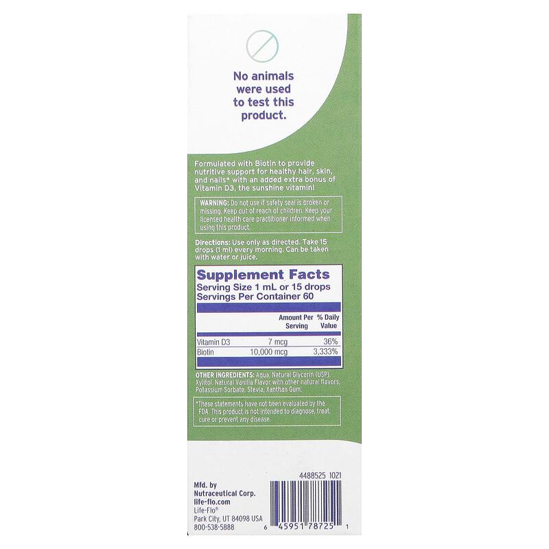 Biotin Drops, Natural Vanilla , 2 fl oz (59 ml)