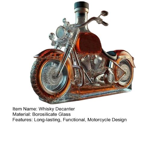 Мотоциклетный стеклянный декантер для виски, графин для вина с дизайном мотоцикла, декоративная бутылка для виски для любителей мотоциклов, для бара, стола, кухни