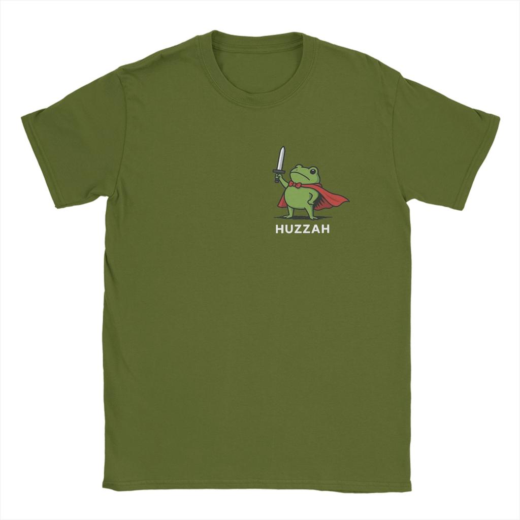 Unisexs TShirts Huzzah Frog Funny Animal Novelty 100 Cotton Tees Short Sleeve T Shirts Crewneck Clothing Graphic