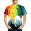 Kids Clothes Boys Tshirt Short Sleeve Children's T-Shirts 3D Building Blocks Print Funny Children Summer Clothes Girls Clothes