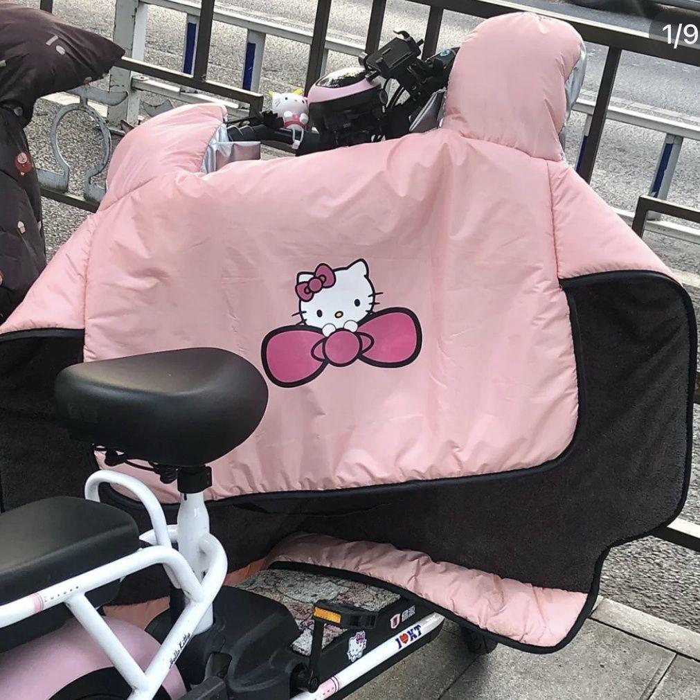 Универсальный чехол на лобовое стекло для электромобиля и мотоцикла Pink Kitty с флисовой подкладкой - Водонепроницаемый и ветрозащитный для всех сезонов
