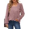 Autumn Women's Blouse Pit Stripes Square Neck Fashion Casual Long Sleeve Tops