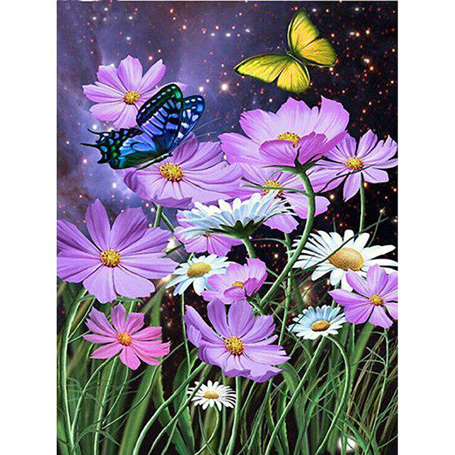 DIY 5D Diamond Painting Butterfly Full Round Drill Diamond Embroidery Flowers Cross Stitch