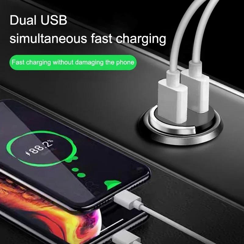 Для iPhone/Samsung/Huawei/Xiaomi 100/200 Вт USB Алюминиевый Сплав Мини Автомобильное Зарядное Устройство Адаптер Двойные Порты Быстрая Зажигалка Amagi