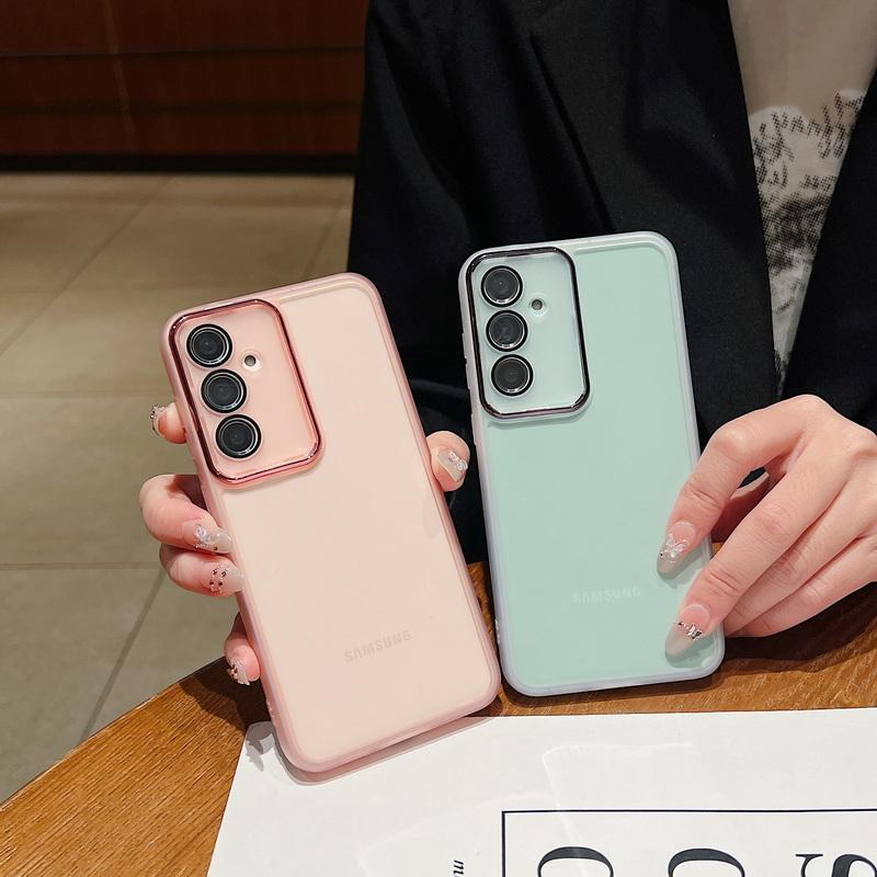Мягкий прозрачный чехол для телефона с сплошной цветной рамкой для Samsung S25 Ultra S24 FE S23 Plus S22 S21 A55 A16 A35 A54 A34 A15, прозрачный противоударный тонкий чехол