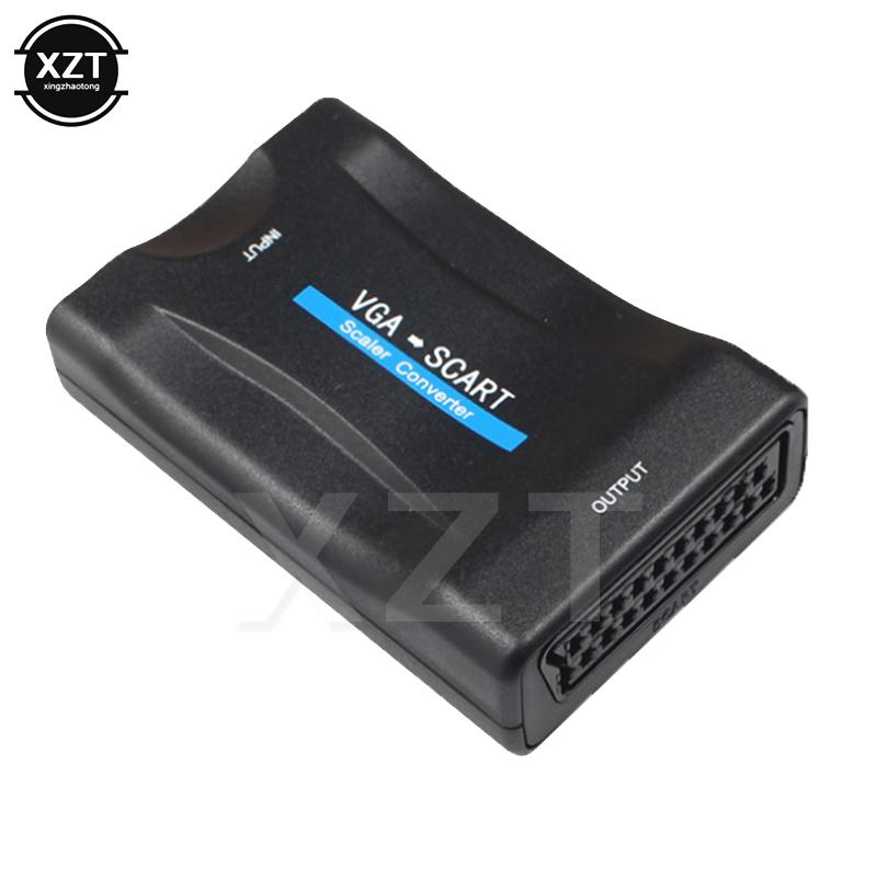 VGA to SCART Video Audio Converter Adapter With Remote Control USB DC Power Cable and VGA Cables Supports NTSC PAL SECAM For TV