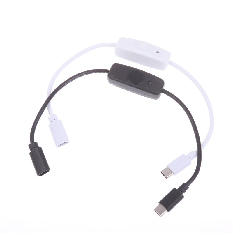1/3 шт. Кабель питания USB-C на Type C 5V2A Короткий удлинитель USB C с выключателем для USB-вентилятора, светодиодных лент, настольной лампы