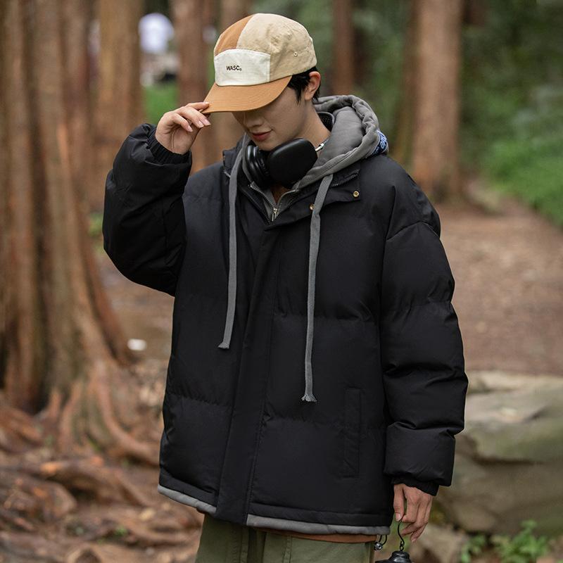 Зимнее хлопковое пальто, утолщенное и теплое, поддельное хлопковое пальто из двух частей, свободное парное пальто с капюшоном, пуховое хлопковое пальто