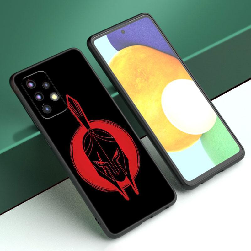 Spartan Black Phone Case For Samsung A13 A22 A24 A32 4G A23 A25 A34 A35 A52S A53 A54 A55 A73 5G A12 A14 A15 A31 A33 A50 A51 A72