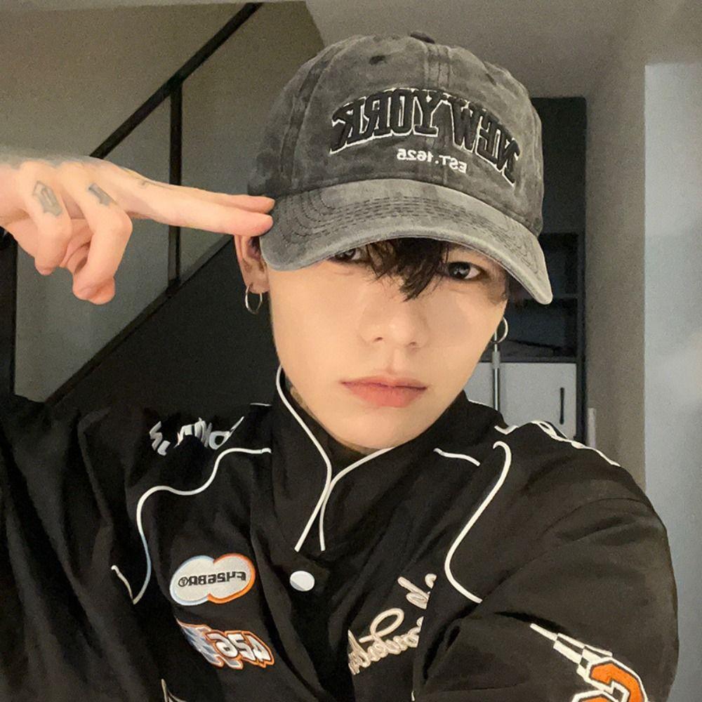 Cotton Sport Duck Tongue Cap Washable Letter Embroidery Sun Hats New York Baseball Cap  Summer