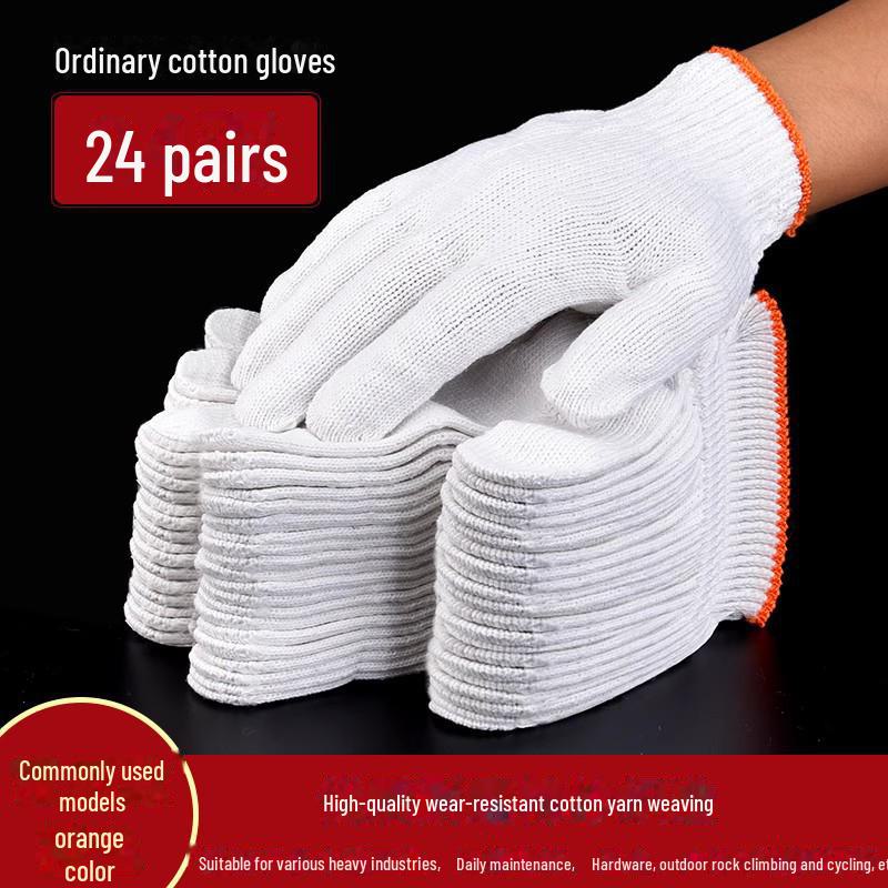 Worksite Durable Cotton Nylon Gloves - Non-Slip, Breathable and Wear-Resistant for Construction Workers