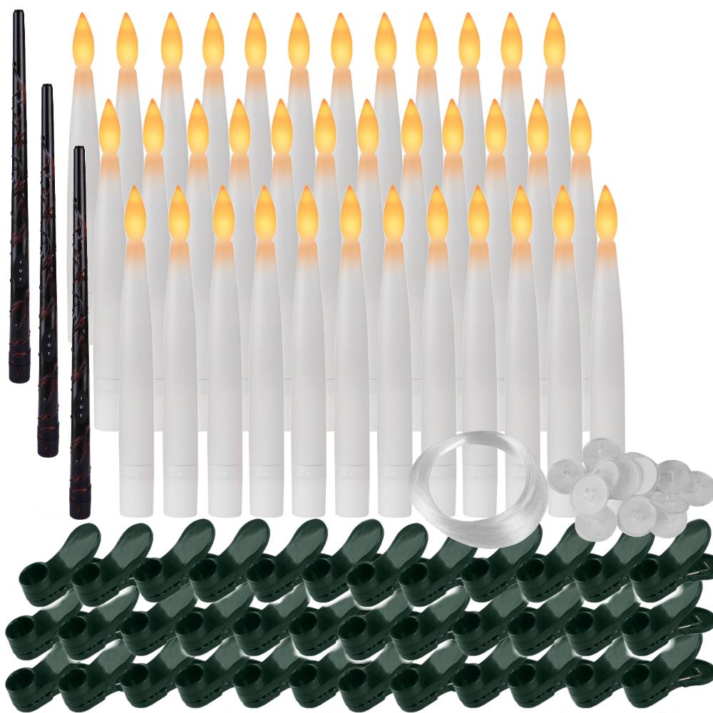Flameless LED Taper Candles Christmas Tree Electric Candle Lights Mini Taper Clip-On Candles with Remote Timer for Wedding Decor