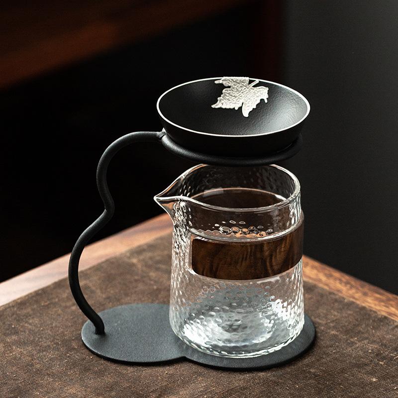 Черная керамика, железная рамка, встроенное ситечко для чая, керамический фильтр для чая, экран, ярмарочная чашка, японский чайник, набор керамических ситечек для чая