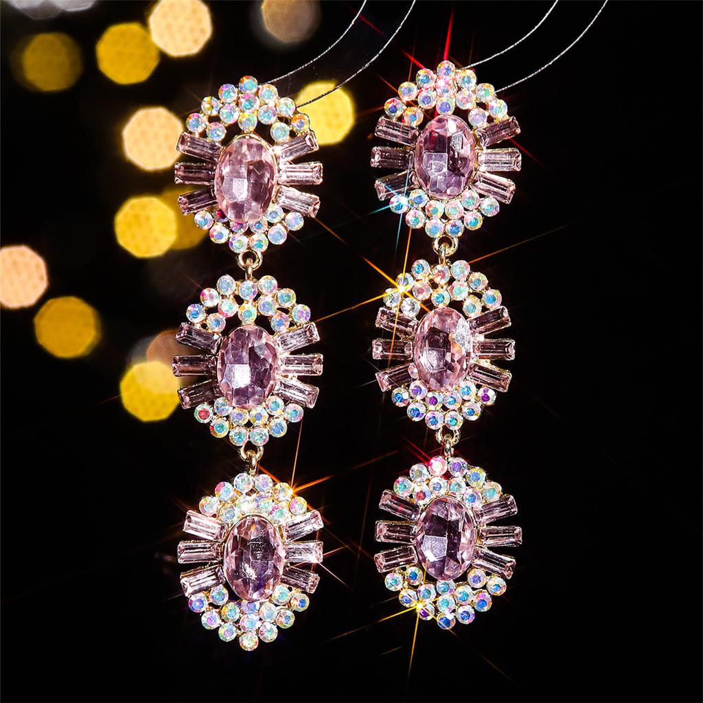 Трансграничные украшения, модные длинные серьги со стразами из стекла, серьги-пусеты в виде цветка с темпераментом суперженщины, серьги для ушей.