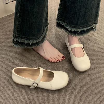 Модная летняя обувь женские кроссовки с круглым носком белые мягкие с неглубоким вырезом женская обувь осень 2025 новая ретро платье осенние балетки