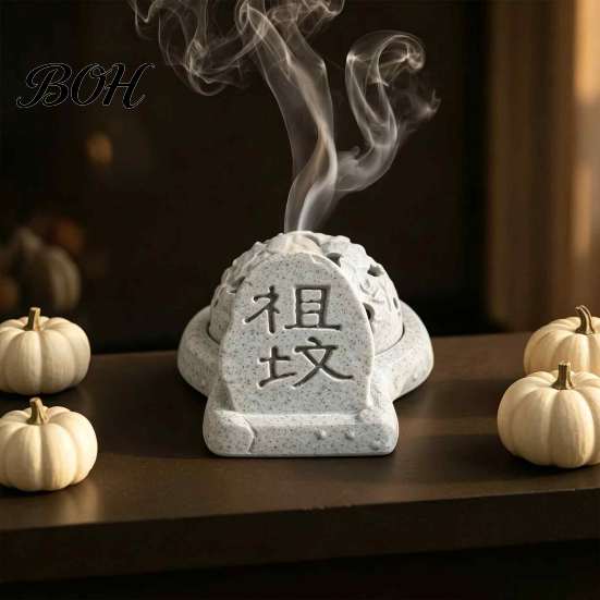 Meditation Accessories for Yoga 3D Printed Tombstone Incense Burner, Tomb Holder Cones Cone Incense, Creative Desktop Ornament Spaces Spiritual Altar