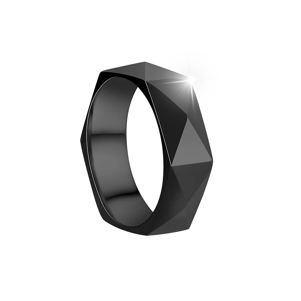 New Titanium Steel Ring Men's Jewelry 6mm Rhombus Facet Ring Simple Geometric Style Ring