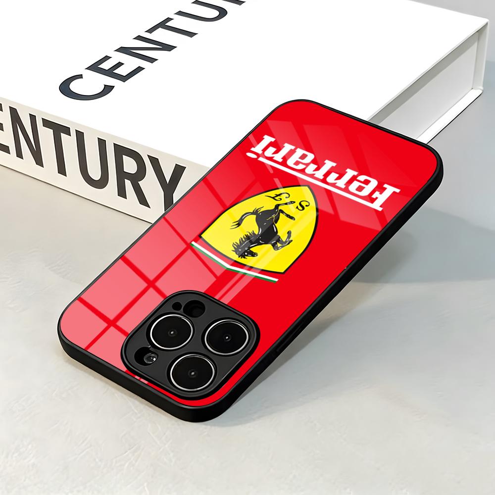 Чехол для телефона F-Ferrari S Логотип автомобиля Для IPhone 17 Pro Max 16 15 14 Pro Max 13 11 X Xs Xr 8 7Plus Стеклянная крышка