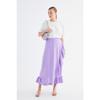 Purple Wrap Flounce Woven Skirt Tctss21et0579