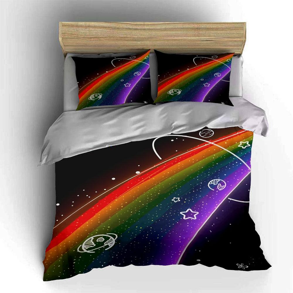 Rainbow Galaxy Bedding Set Bedding Duvet Cover Set Duvet Cover Pillowcases (1 * Duvet Cover 2 * Pillowcases, without duvet insert)