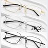 3Pcs Metal Frame Square Reading Glasses Anti-Fatigue Fashion High Definition Presbyopia Diopter