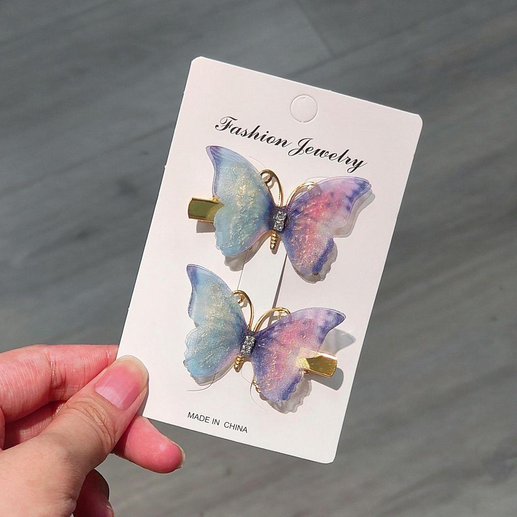 Градиентная заколка-бабочка для детей - симпатичная заколка-уточка из сетки и сплава, идеально подходит для стилей ханьфу и феи