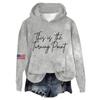 Women's Hooded Long Sleeve Printed Flannel Top Hooded Sweatshirt