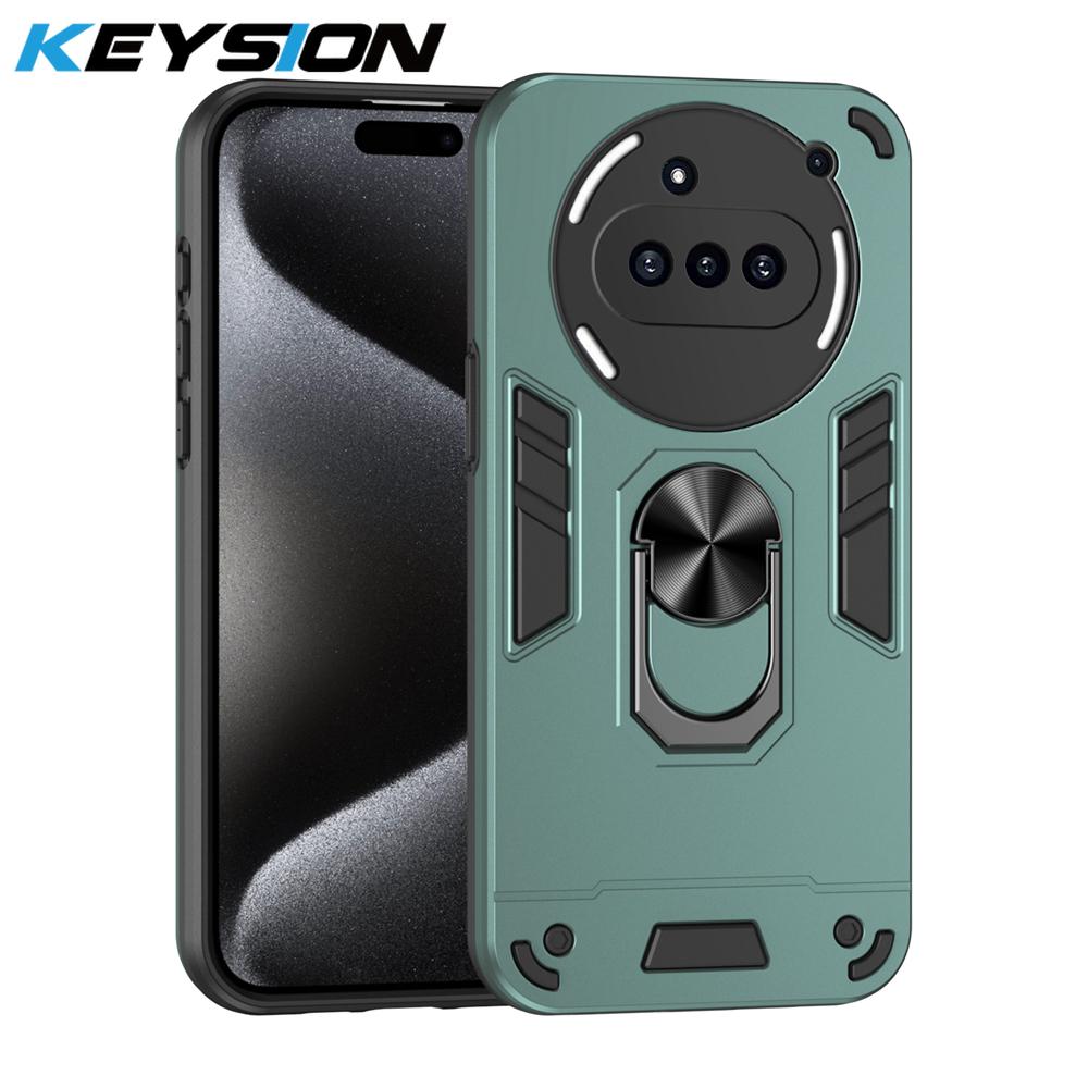 KEYSION Противоударный бронированный чехол для Nothing Phone 3A Мягкий силикон + защитное кольцо для камеры ПК Чехол-подставка для телефона Nothing Phone3A