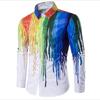 2024 Autumn New Cross Border Foreign Trade Men's Digital Printing Fashion and Leisure Collar Men's Long Sleeved Shirt