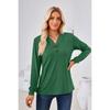 Spring Autumn Solid Color Top for Women V-neck Button Loose Long Sleeve T-shirt